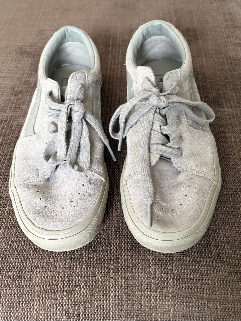 Light Gray Suede Low-Top Vans Sneakers